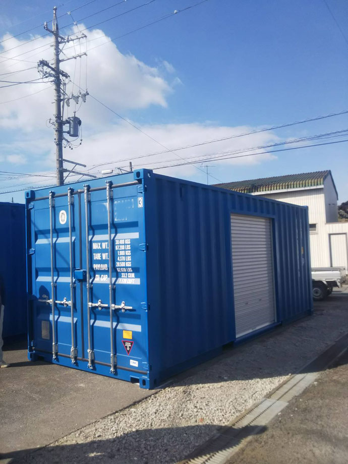 愛知県西尾市 NEWVANコンテナ20ftシャッター付き設置