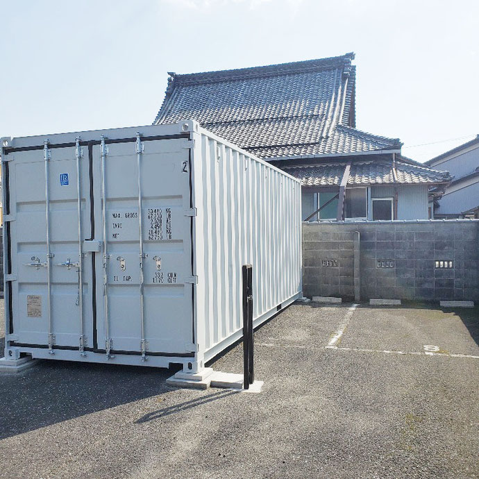 岐阜県大垣市 NEWVANコンテナ20ftライトグレー開口設置