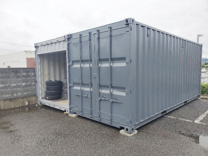 栃木県佐野市 中古コンテナ20ftグレー塗装設置