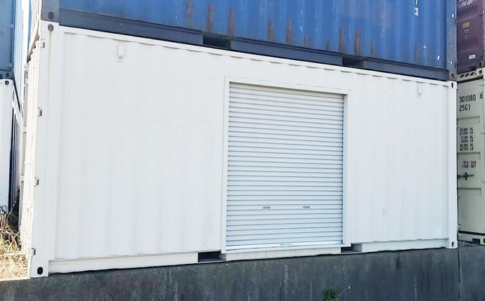 2シャッター間仕切りコンテナ20ft(中古/ダークグレー)