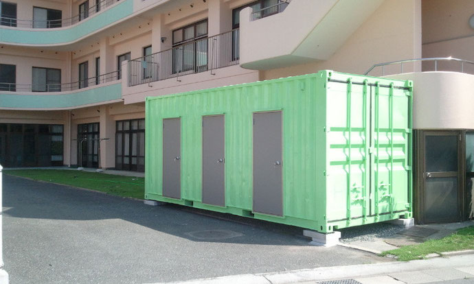 滋賀県高島市 病院施設様 中古コンテナ20ftドア･グリーン塗装