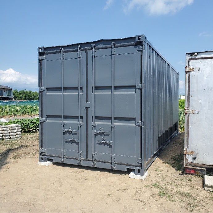 岐阜県海津市 中古コンテナ20ftグレー設置