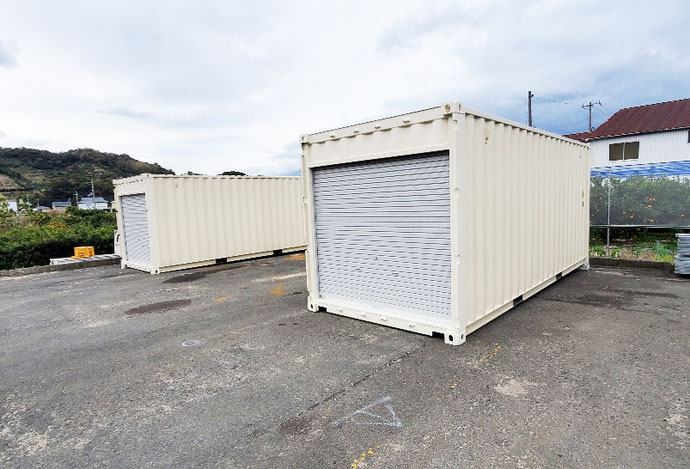 和歌山県和歌山市 NEWVANコンテナ20ft観音シャッター付2本設置