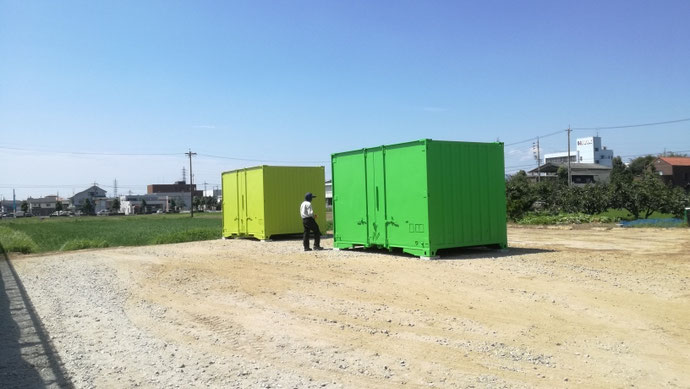 岐阜県瑞穂市 中古貨物用コンテナ12ftグリーン塗装設置