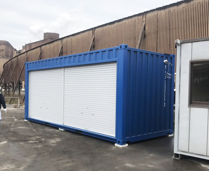 岡山県倉敷市 NEWVANコンテナ20ft・中古コンテナ12ft改造設置