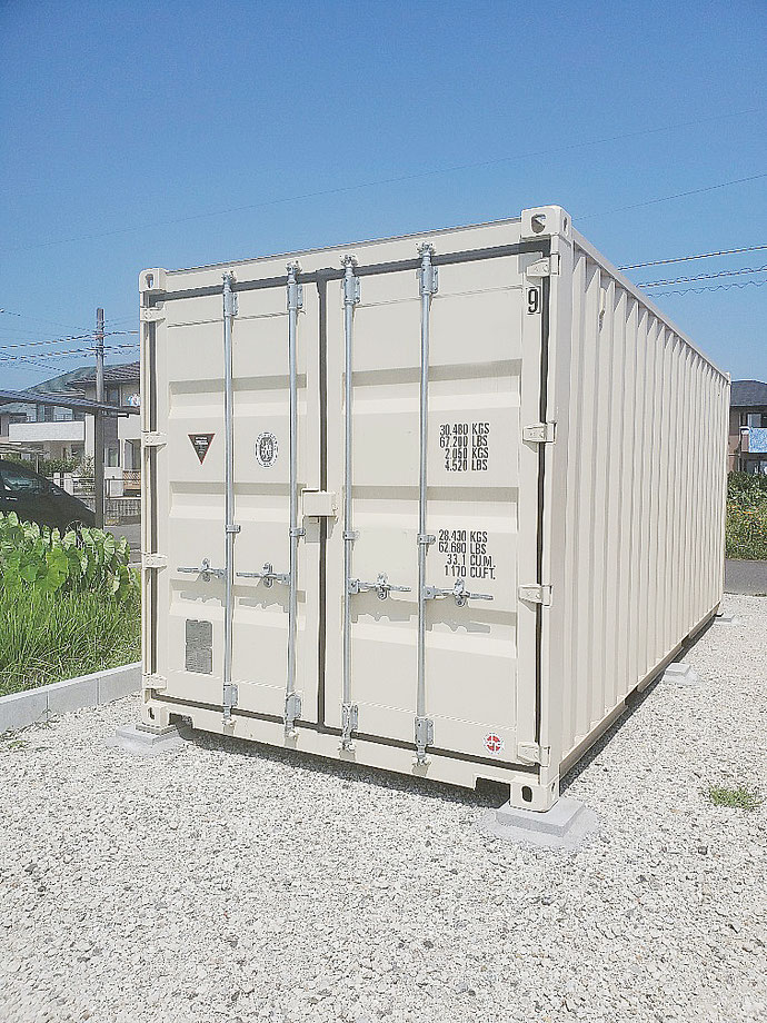 岐阜県岐阜市 NEWVANコンテナ20ftアイボリー設置