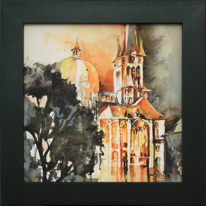 Aachener Dom (Aquarell), 20 x 20 cm