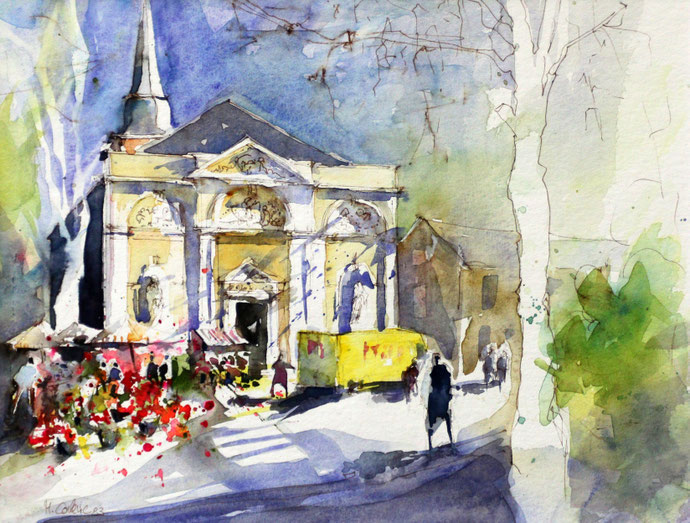 Kohlscheid Markt, (Aquarell), 40 x 30 cm