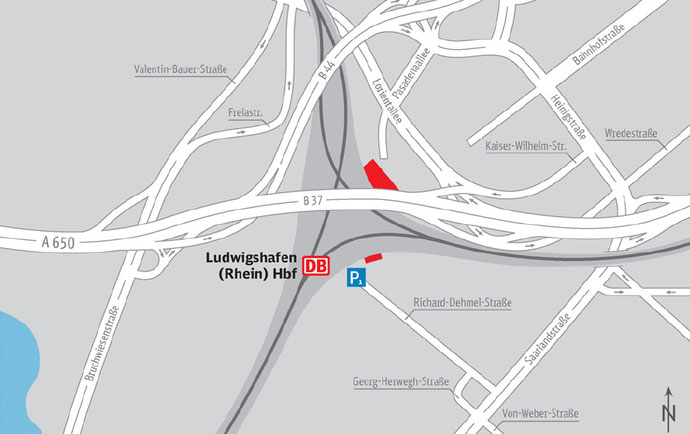 Plano alrededores estación de Ludwigshafen