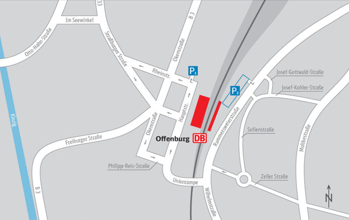 Plano alrededores de la estación de Offenburg