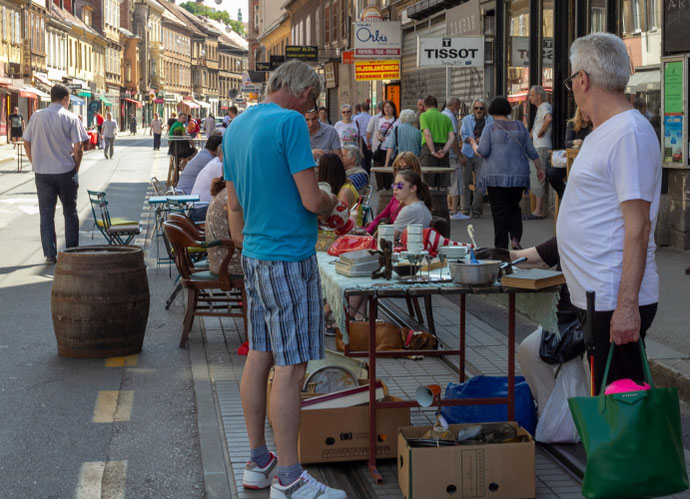 Zagrebo Britanac sendaikčių turgus įsiterpęs į gatves