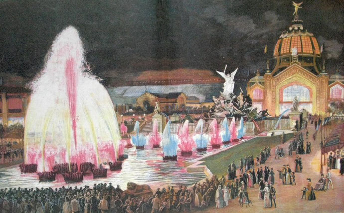 E - EXPOSITION UNIVERSELLE : LA FONTAINE LUMINEUSE ET LES ECLAIRAGES NOCTURNES (L'ILLUSTRATION).