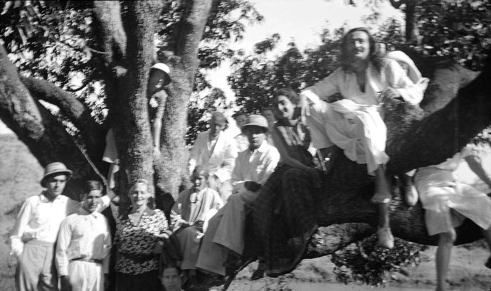 MSI Collection ; 1937 - Trimbak, India. Will is standing on the branch without a hat