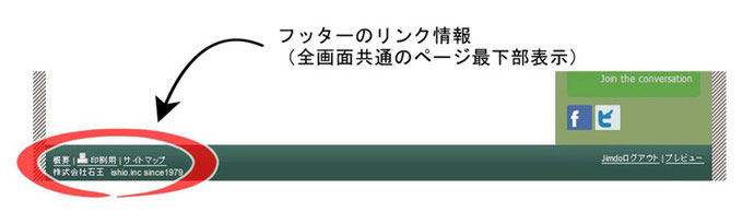 Jimdoフッターのリンク情報（従来）