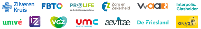 Logo's van zorgverzekeraars die de Somnio slaaptherapie vergoeden