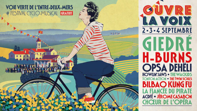 Affiche du Festival cyclo-musical Ouvre la voix 2022, 20ème édition