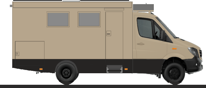 Geplanter Reisemobilaufbau auf Mercedes Sprinter Allrad