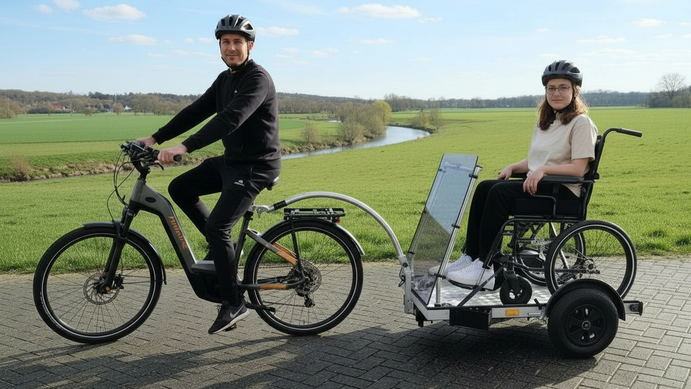Rollstuhl-Fahrrad-Anhänger "Liberty-piggyback 65" auf Tour