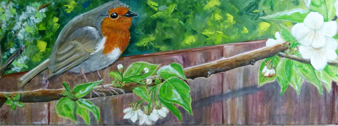 30.Robin on cherryblossom 30x80 cm ntk