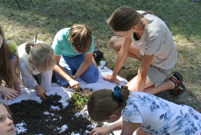 Kinder untersuchen Erde