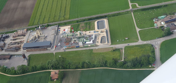 Photo aérienne du site de forage de Haute-Sorne le 25 mai 2024. Photo : Jacques Charpié, Géothermie Jura