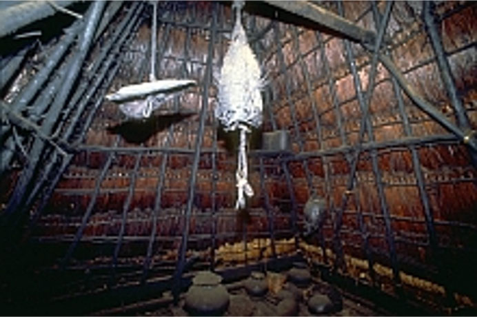 ウンガ村 (Desa Wunga) の「祖霊マラプの宿る屋根裏」　©https://sumai.org/asia/refer/kimin74.htm