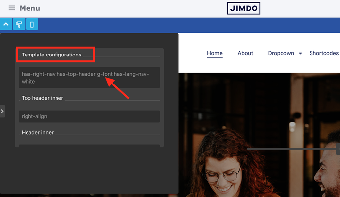 Style Editor Matrix themes Jimdo has-shadow