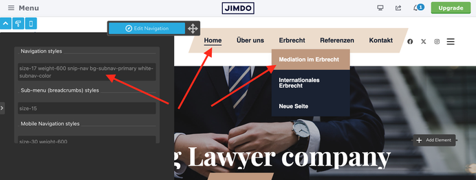 Style Editor Matrix themes Jimdo has-shadow