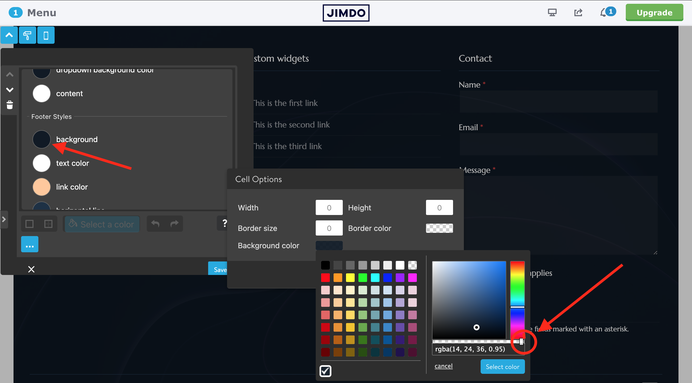 Style Editor Matrix themes Jimdo has-shadow