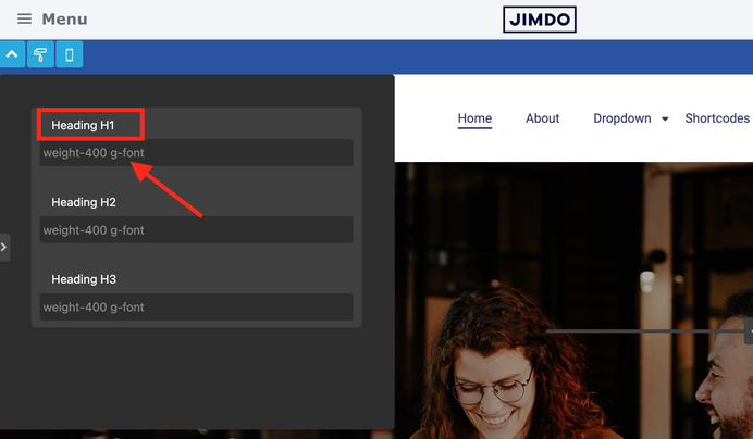 Style Editor Matrix themes Jimdo has-shadow