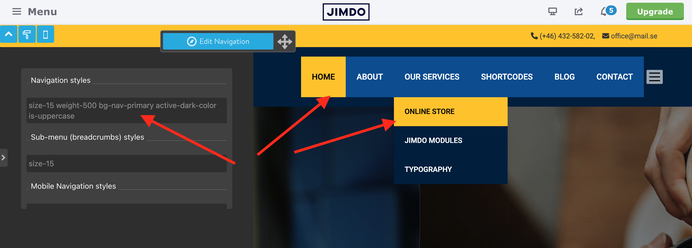 Style Editor Matrix themes Jimdo has-shadow