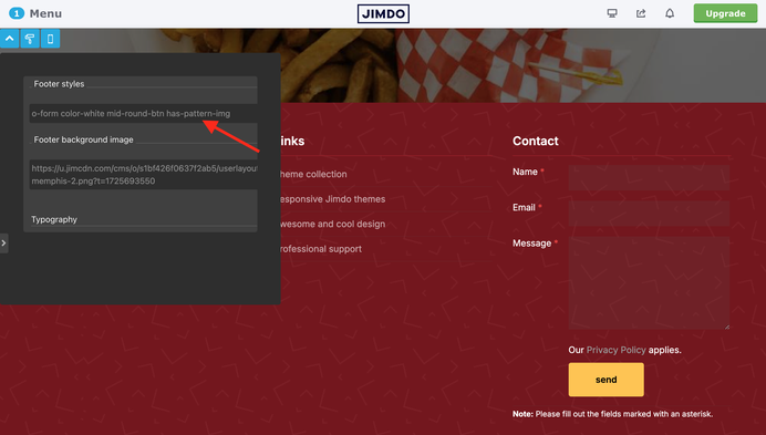 Style Editor Matrix themes Jimdo has-shadow