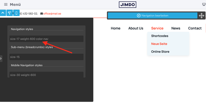 Style Editor Matrix themes Jimdo has-shadow