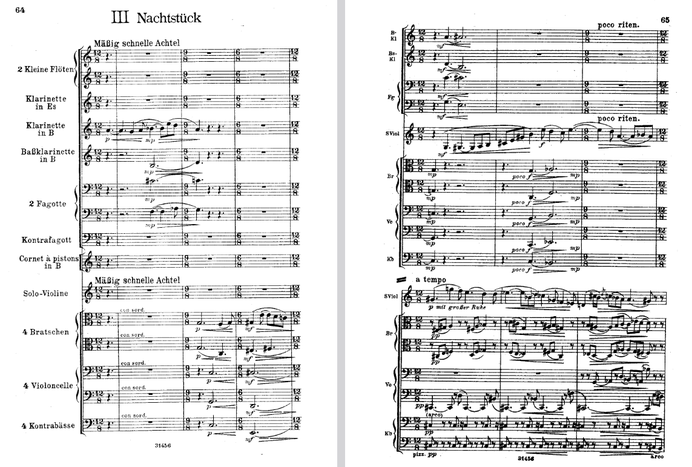 Paul Hindemith: Kammermusik Nr. 4, Satz 3 Nachtstück (Beginn)