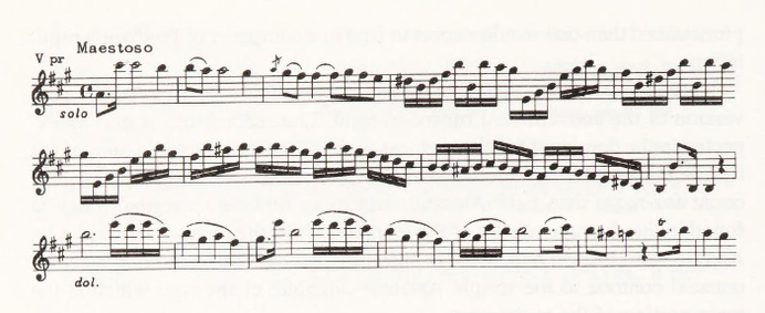 Excerpt from the solo part of the first movement of Pugnani's Violin Concerto in A major