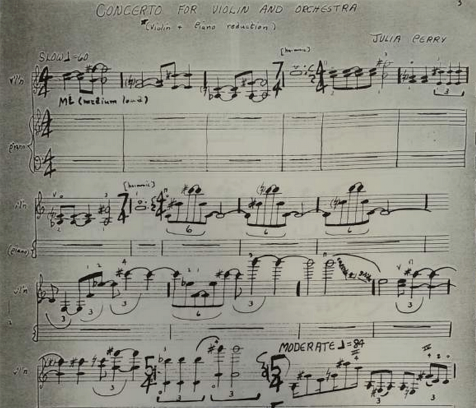 Beginning of the violin concerto by Julia Perry