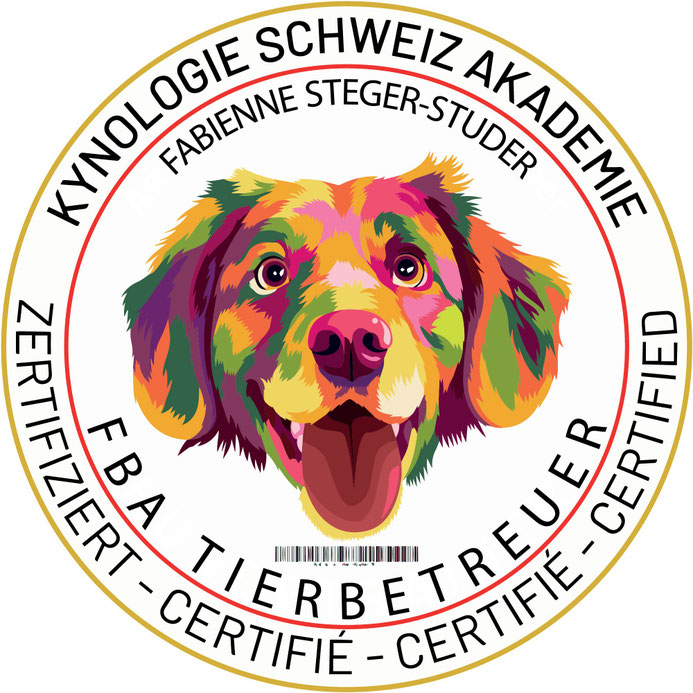 Badge zur Zertifizierung als Fachausweis Tierbetreuer (FBA) von Fabienne Steger
