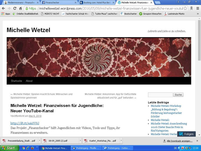 Hinweis auf uns in einem bekannten Blog einer Lehrerin (Screenshot vom 19.07.2016)
