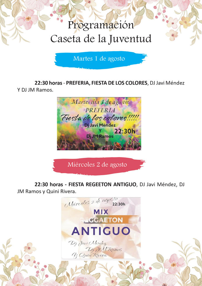 Programa de la Feria y Fiestas de Olivares