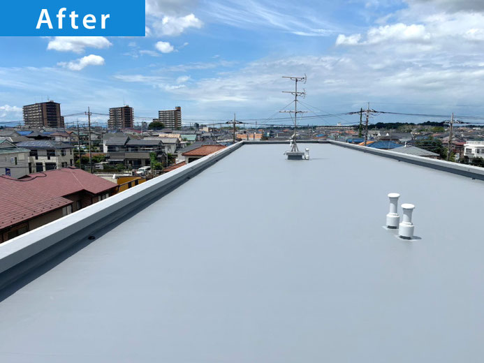 【施工事例】屋上床防水塗装の工事完了後写真｜さいたま市集合住宅