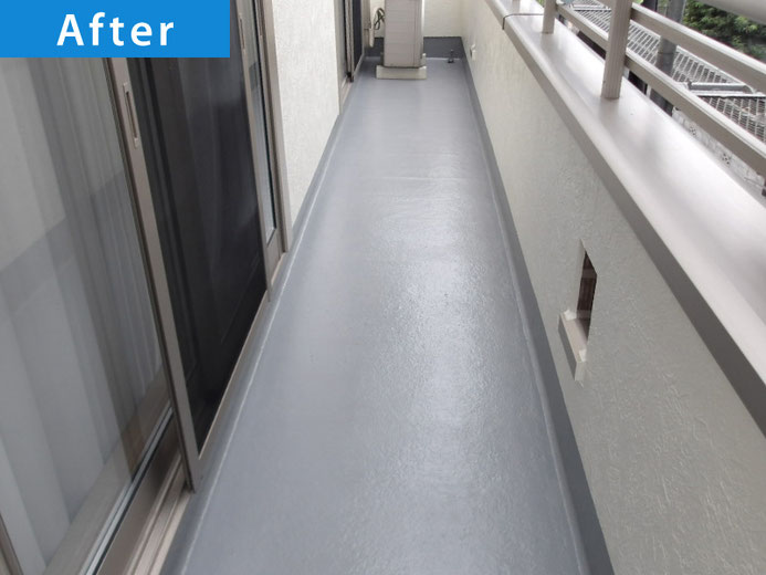 【施工事例】ベランダ床の防水塗装アフター写真｜宮代町Ｙ様邸