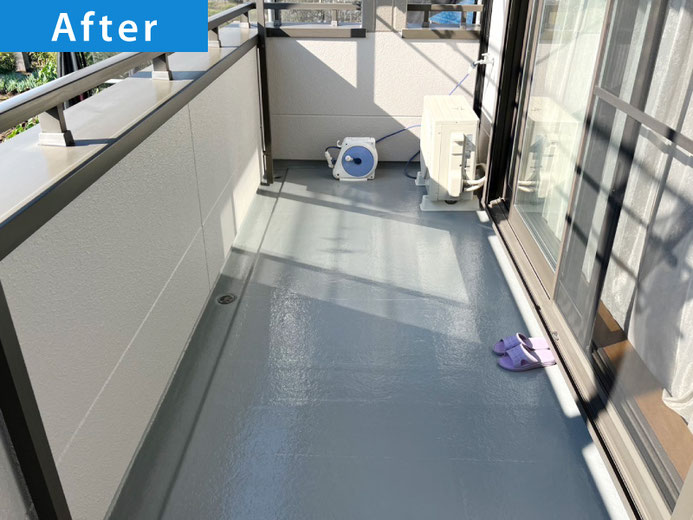 【施工事例】バルコニー床防水塗装の工事完了後写真｜春日部市Ｉ様邸