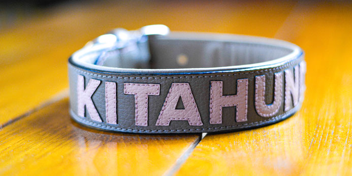 Hundehalsband mit der applizierten Personalisierung "Kitahund"
