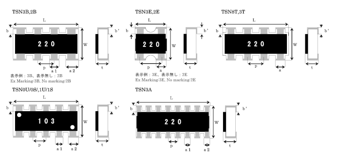 TATEYAMA Widerstands-Arrays in verschiedenen Baugrößen