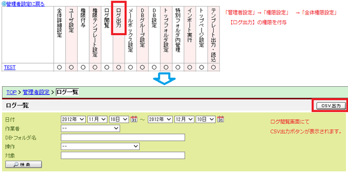 ログ出力の権限