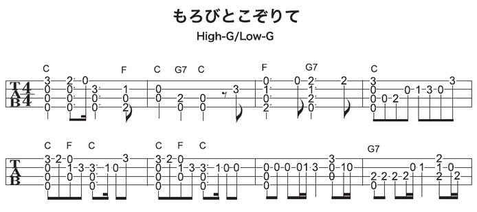 ソロウクレレで弾くクリスマスソング もろびとこぞりての楽譜・タブ譜（1/2）