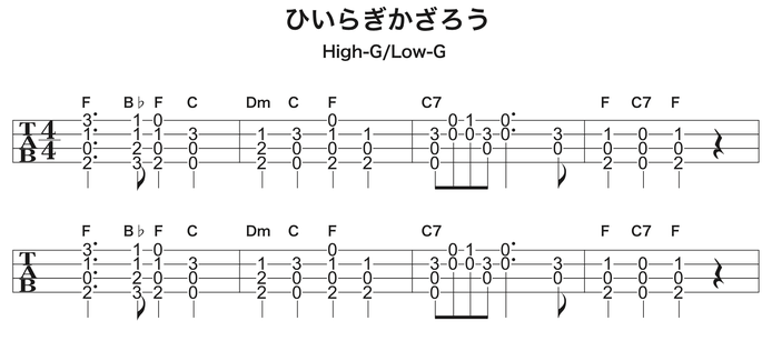 ソロウクレレで弾くクリスマスソング ひいらぎかざろうの楽譜・タブ譜（1/2）