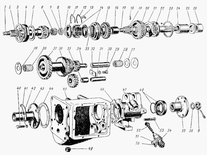 Schaltgetriebe (Getriebe) GAZ-21, GAZ 22 Wolga  Gearbox GAS 21, GAS 22 Volga.  Коробка передач КПП ГАЗ М21 Волга. 