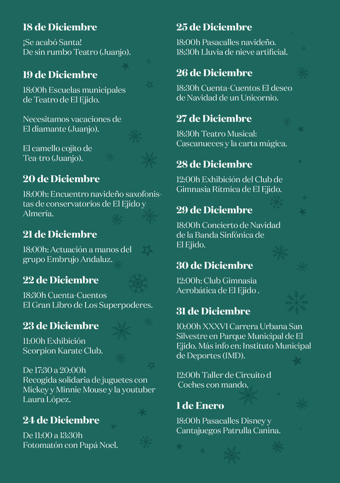 Programa de la Navidad en El Ejido