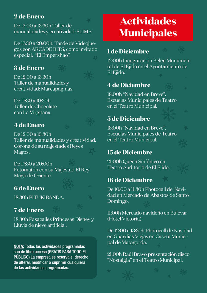 Programa de la Navidad en El Ejido